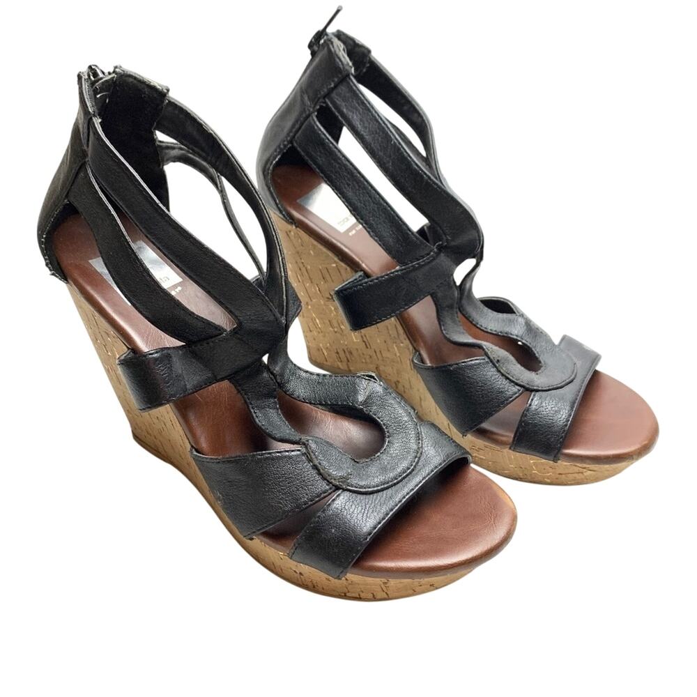 DOLCE VITA TARGET Wedge Black Sandals Heels sz 8.5